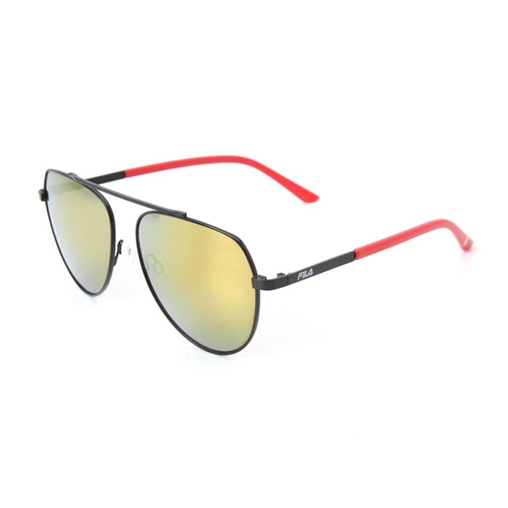 FILA Semi-matte Black Sunglasses Red Orange Arms